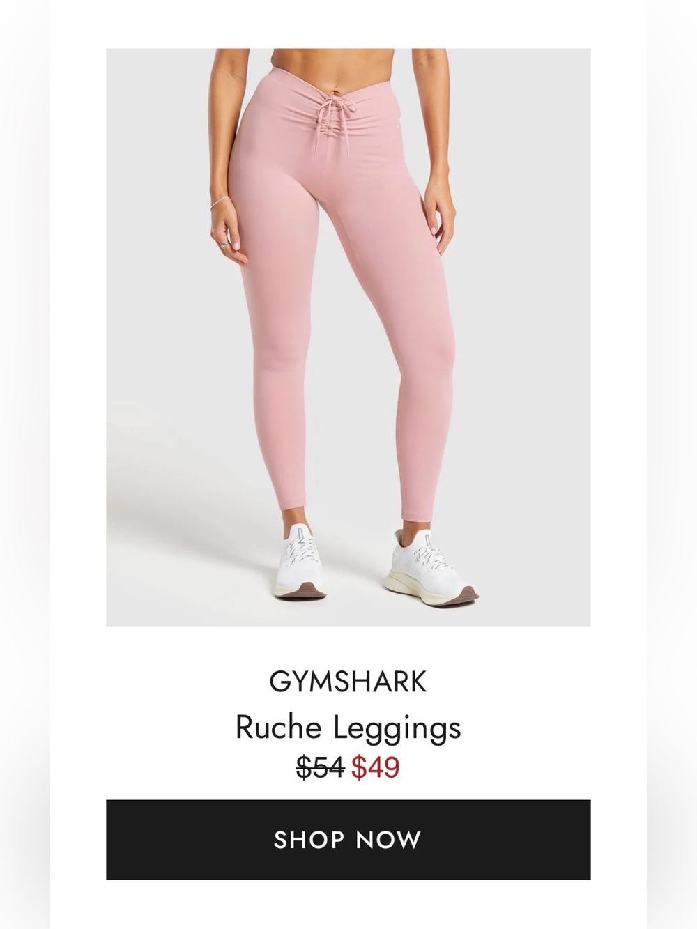 Gymshark Ruche High-Waist Leggings — Dusty Pink